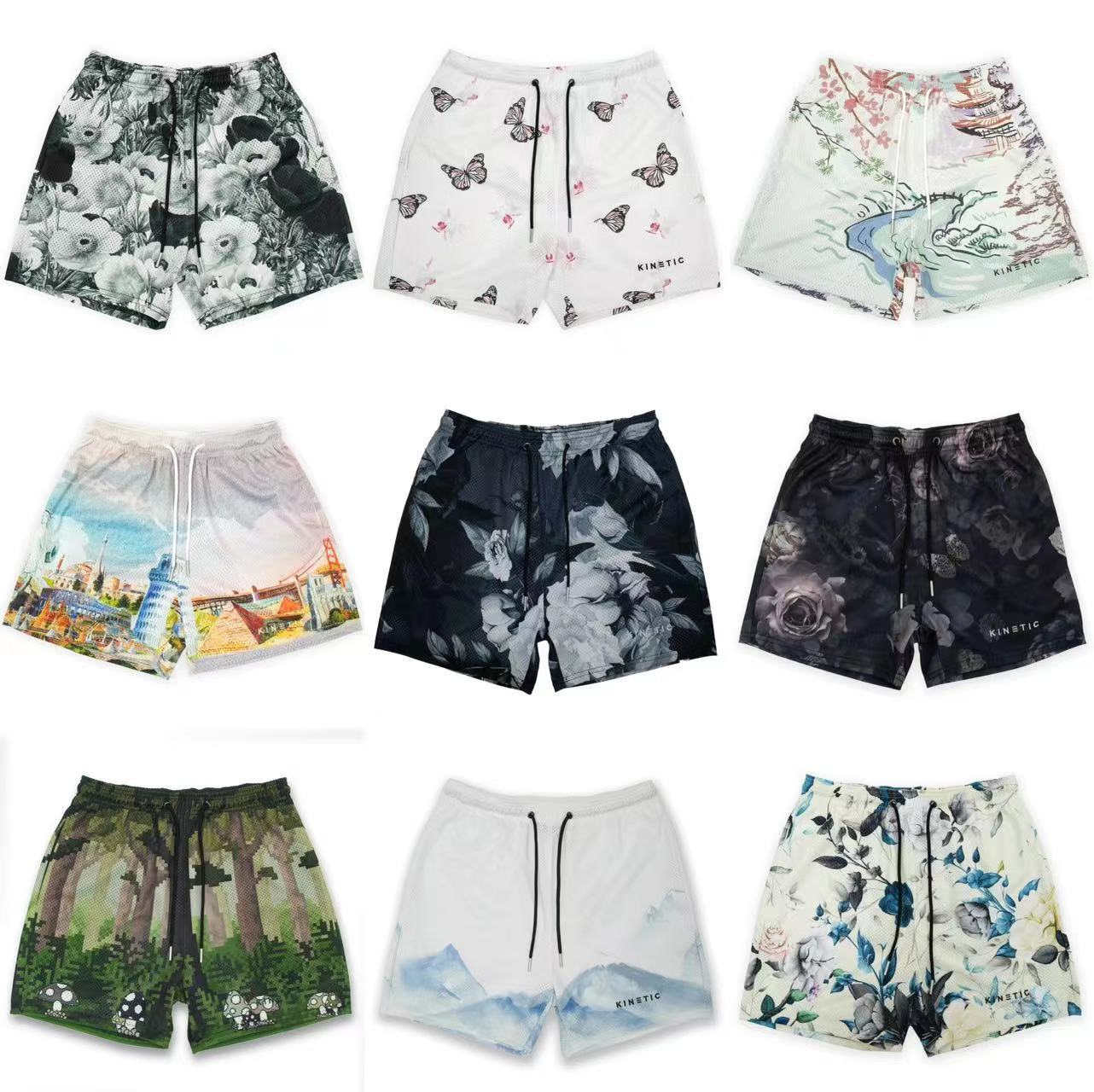 

2023 Mens KINETIC Fashion Brand Spring and Summer New Sports Fitness Running Basketball Quarter Shorts Quick Drying Trend Womens Short, 9991-a