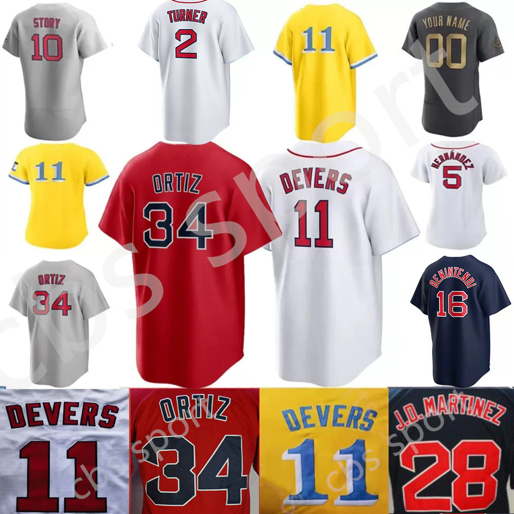 

TOP 2023 Custom Mens 34 David Ortiz Jersey 10 Trevor Story 11 Rafael Devers Ted Williams J.D. Martinez Chris Sale 2 Justin Turner Women Youth Baseball Jerseys, Color 1