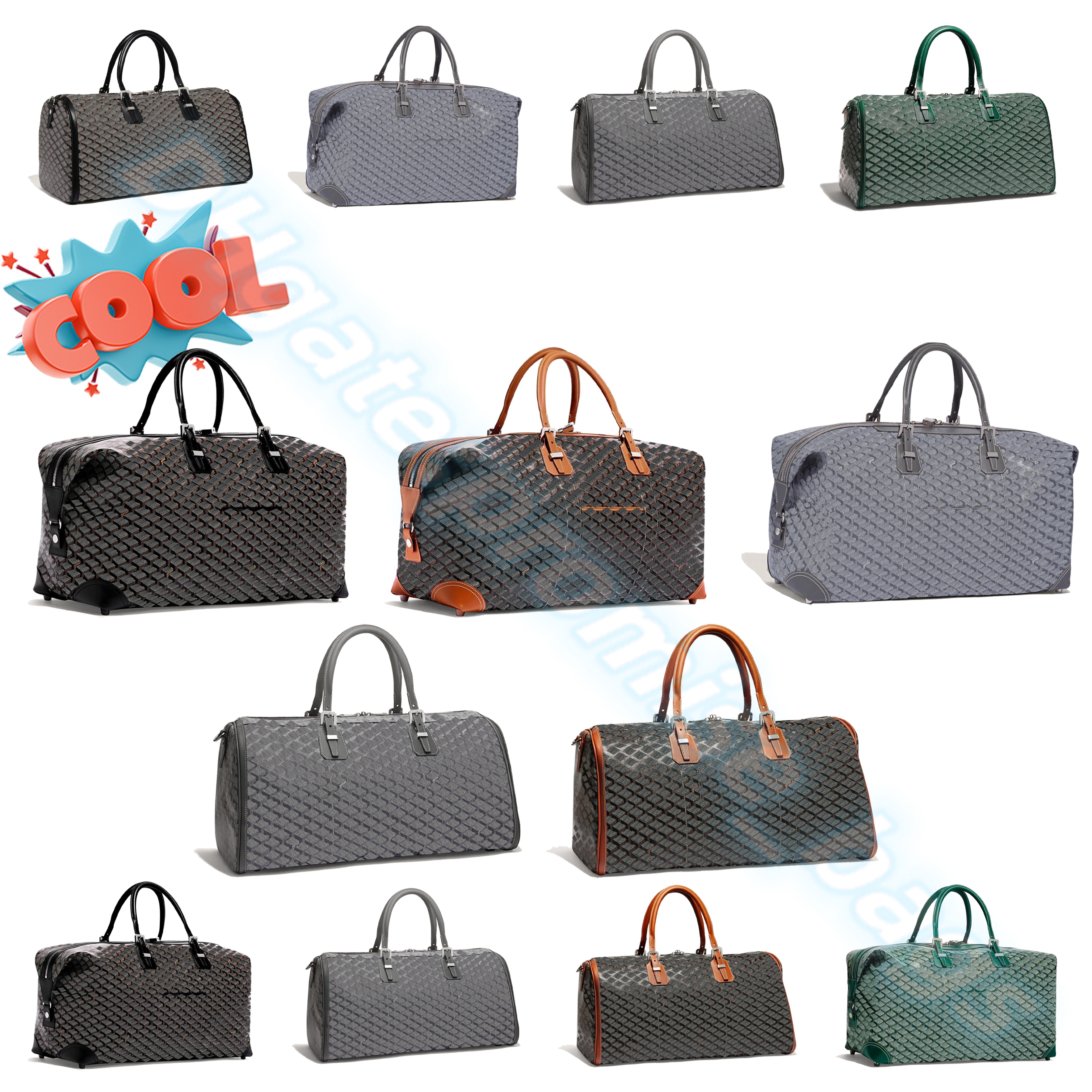 

7A quality Luxurys Goya the totes bag BOEING gy Large capacity luggage duffle women's mens Genuine Leather Shoulder crossBody duffel Bag fashion designer Clutch Bags, Black+brown-55 cm