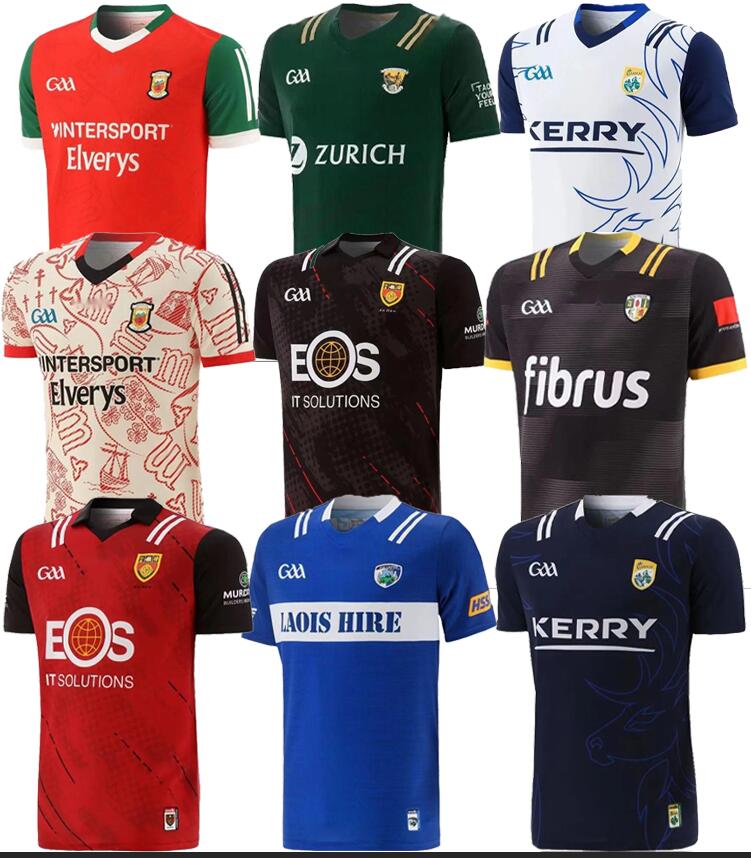 

23/24 GAA Rugby Jerseys Kilkenny Wexford Ireland GAA soccer Jersey Offaly Tyrone Remastered Commemoration football shirt Tipperary home away S-4XL, Black
