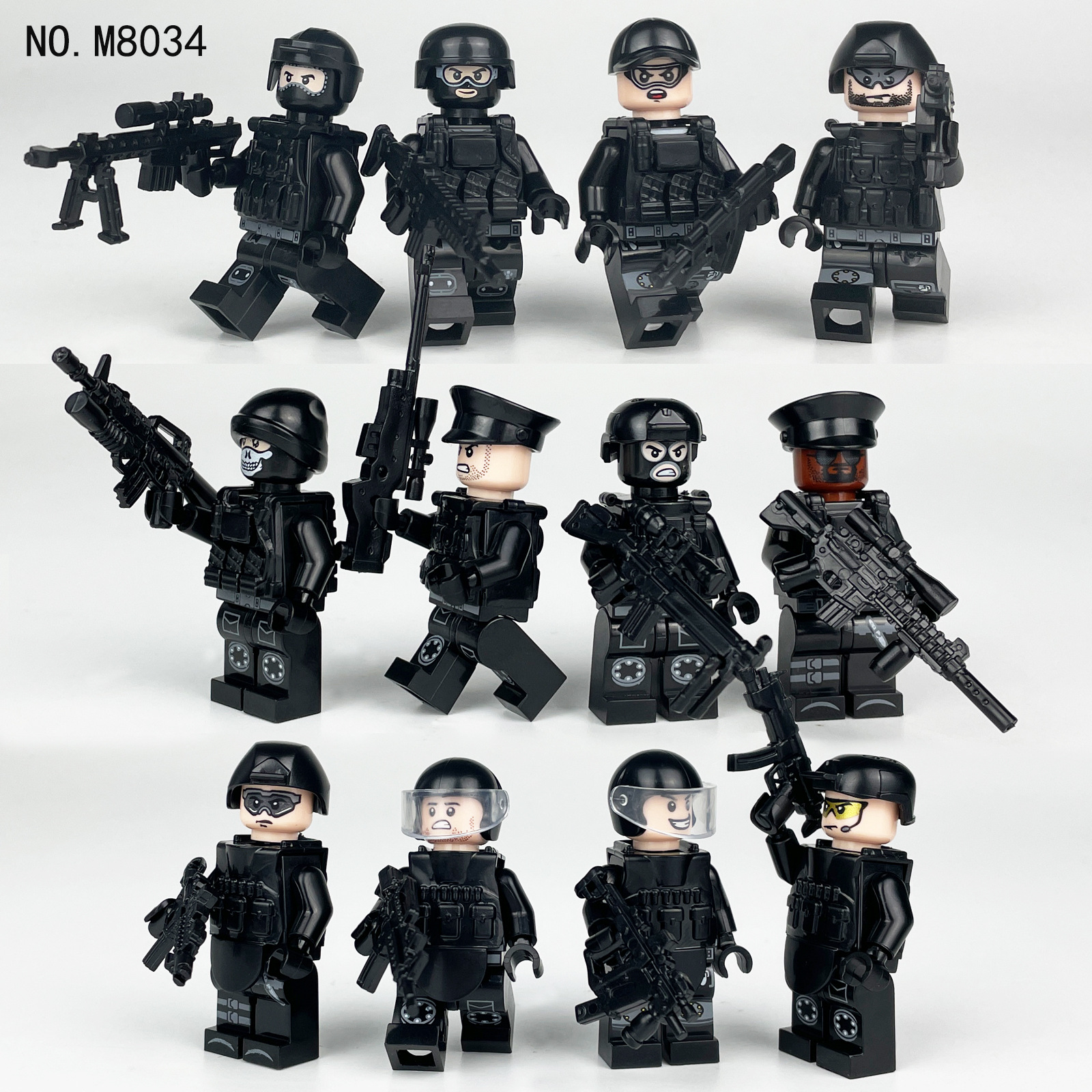 

M8034 Plastic Building Blocks Military Special Forces Tactics Assault Police COD SWAT Mini Action Figure Toy For Children