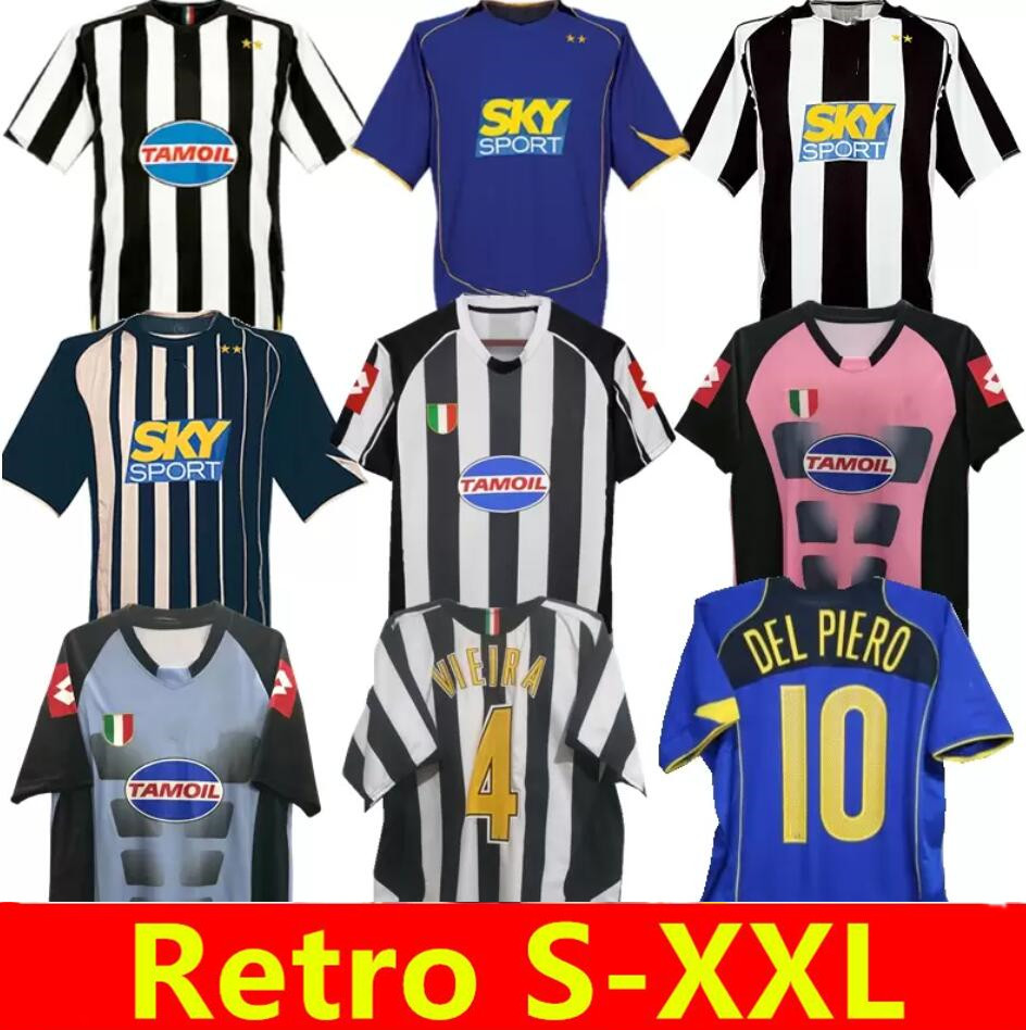 

2002 2003 2004 2005 2006 Del Piero Ibrahimovic retro soccer jersey 04 05 06 Trezeguet Emerson NEDVED ZAMBROTTA classic vintage football shirt, 2004 2005 3rd jersey