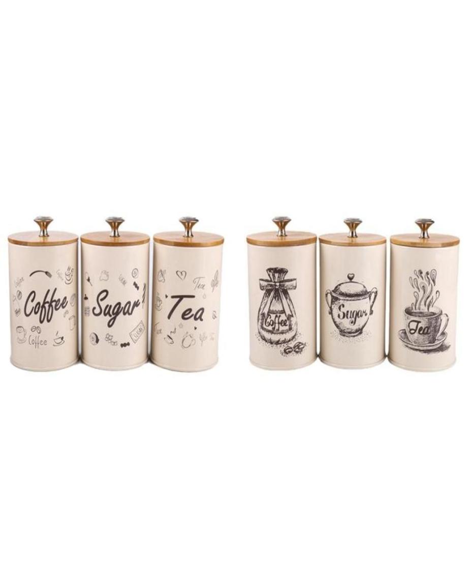 

Storage Bottles Jars 3Pcs Retro Kitchen Tea Coffee Sugar Canister Tins With Lid Metal Home Organizer Candy Sealed Jar BoxStorage2712921