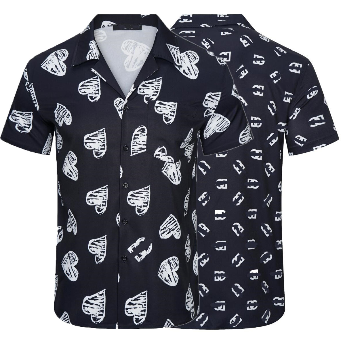 

New Men's Casual Shirts Print Short Sleeve Cotton Tops Europe and the United States popular classic brand logo casual fashion high-grade clothing large size 3xl 2XL