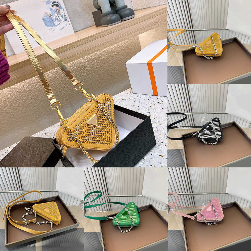 

Rhinestones designer purses women crossbody wallets designer bags luxury handbags crossbody bag mini triangle bags lady coins purse 230224, Yellow