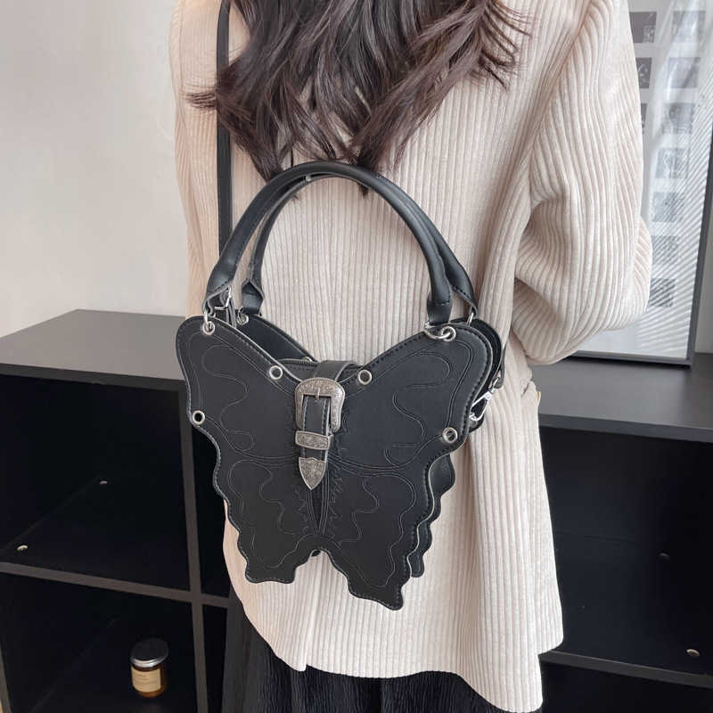 

Totes Butterfly Shape Crossbody Bag Girls Funny Handbag For Women Tote Messenger Bag PU Leather Cute Ladies Shoulder Bag Purses Y230308, Black