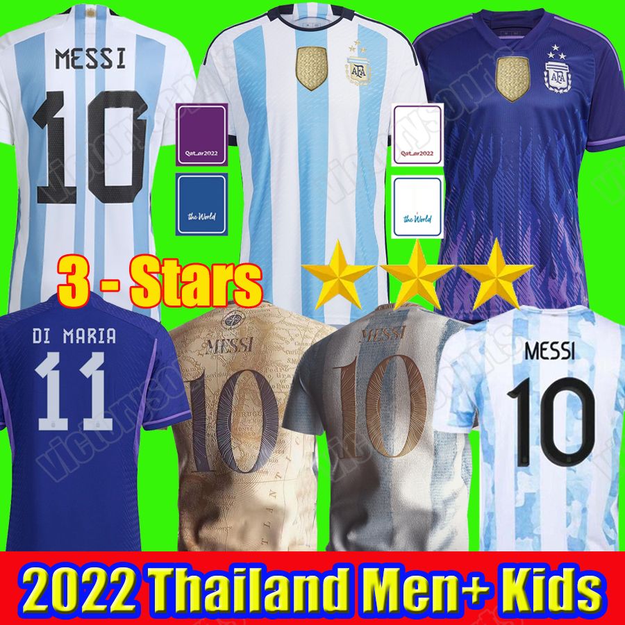 

Player Fans Version 3 stars Argentina Soccer Jerseys 21 22 Copa America Home Football Shirts 2022 2023 MESSIS DYBALA LO CELSO MARADONA Men Kids kit uniforms, 3 stars 2022 away kids + sock