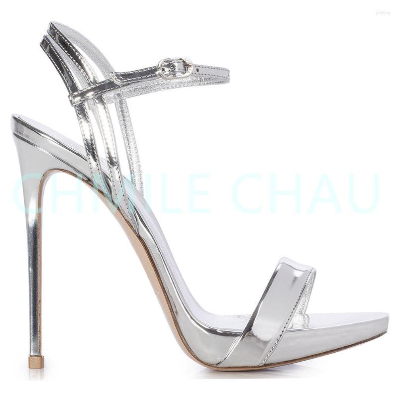 

Dress Shoes CHMILE CHAU Women Stiletto High Heel Ankle Strap Lxury Sandals Evening Party Fashion Big Size Talon Femme 23-CHC-30, Light gold