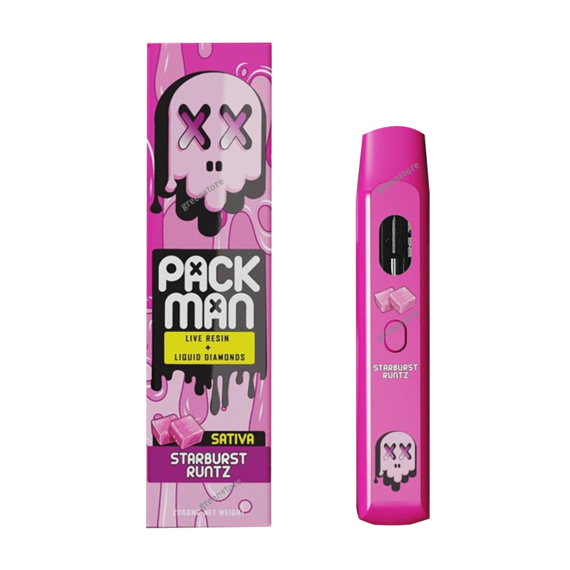 

PACK MAN 2.0ML Disposable Device E Cigarette Friendly Farms Vape 320mAh Rechargeable Battery Airflow System Vaporizer Raw Garden Packman Disposables