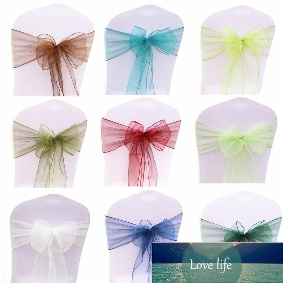 

100PCS Wedding Party Organza Fabric Ribbon Chair Sashes For Banquet Event Birthday Party Decoration Home Textile Chair Cover Facto2008