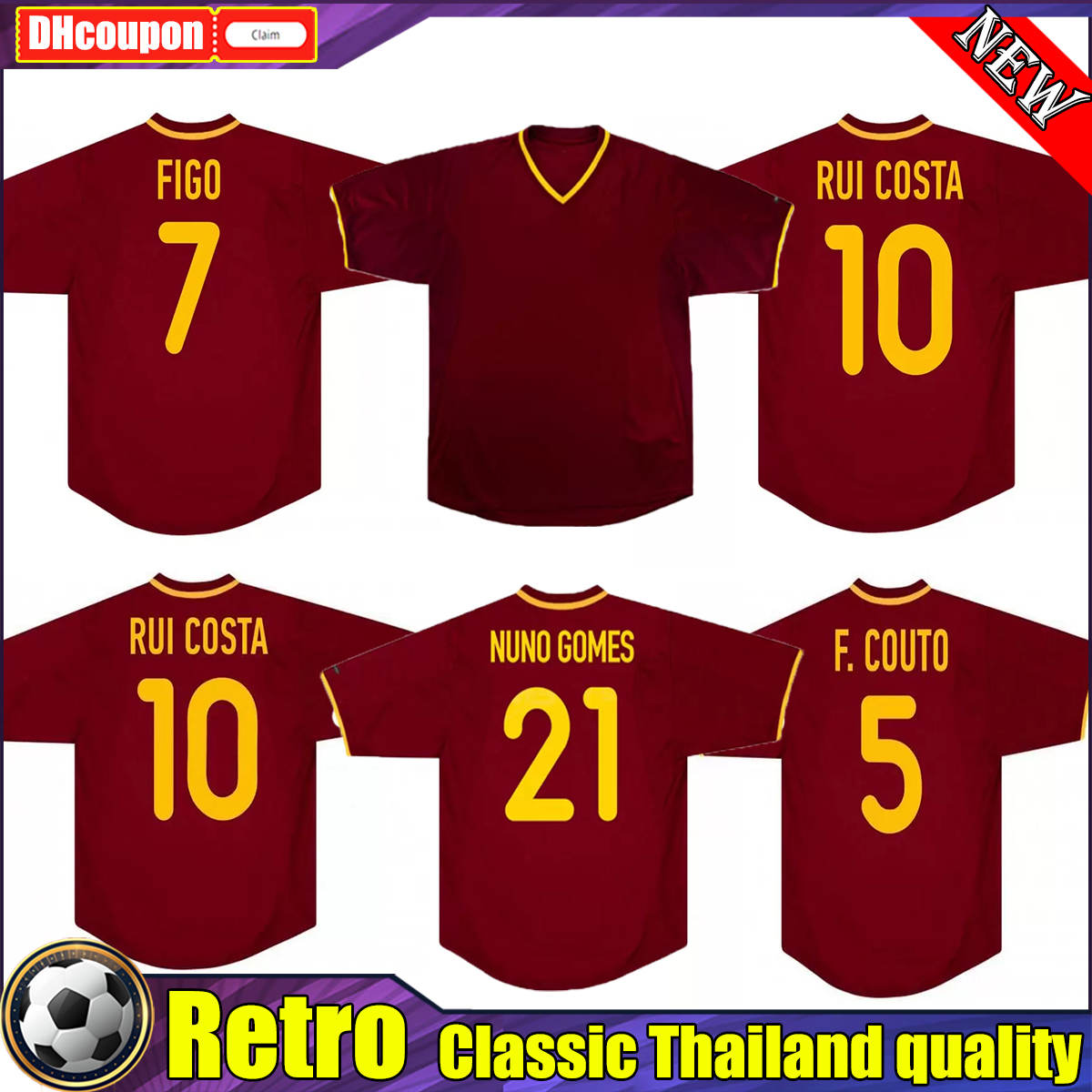 

2000 Conceicao Figo Rui Costa retro soccer jerseys 2002 Couto PAULETA Nuno Gomes vintage classic football shirt, 01