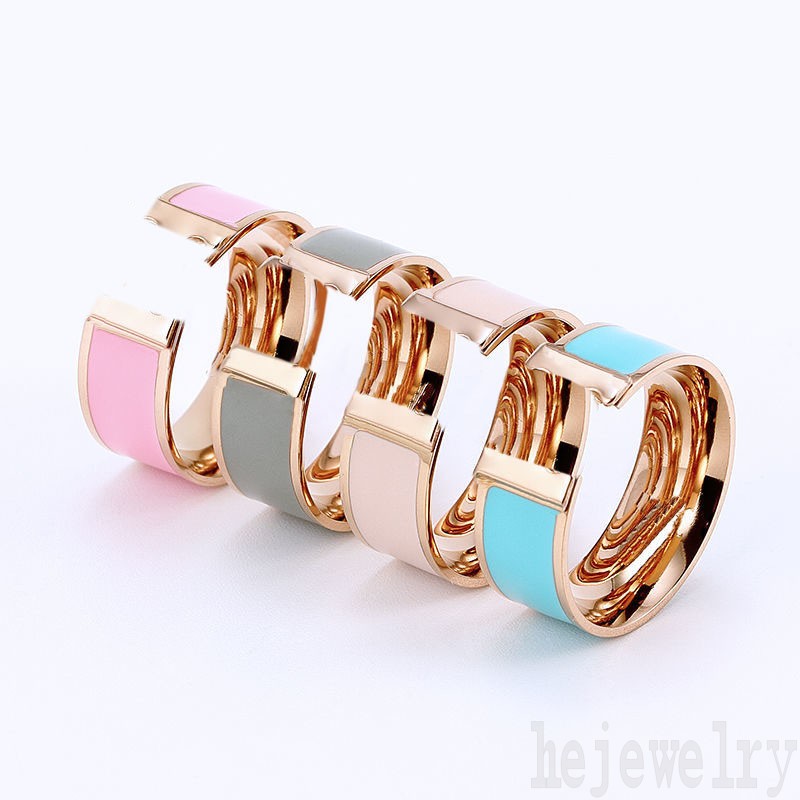 

Black h designer rings for women elegant party enamel red white black round bague homme luxury classic style titanium steel plated gold silver ring male ZB021 F23