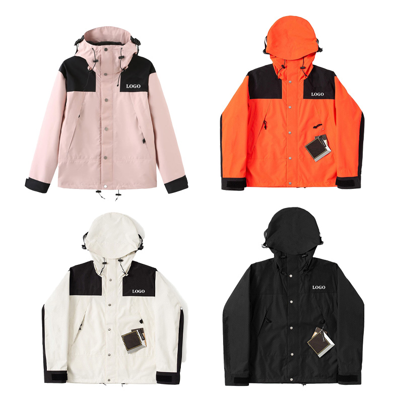 

Men's Jackets coat women's hoodie zipper with cap windproof waterproof charge suit men's mountaineering suit overalls patchwork embroidery couple outdoor sports, Black