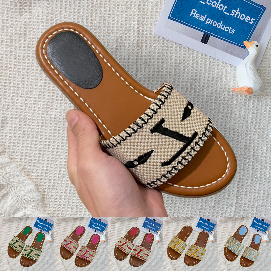 

Weave Slippers Retro Embroidery Summer Luxurys Slippers Women Leisure Flat Bottom Sandal Indoor Outdoor Comfortable Letters Logo Beach Flip Flop fashion slippers