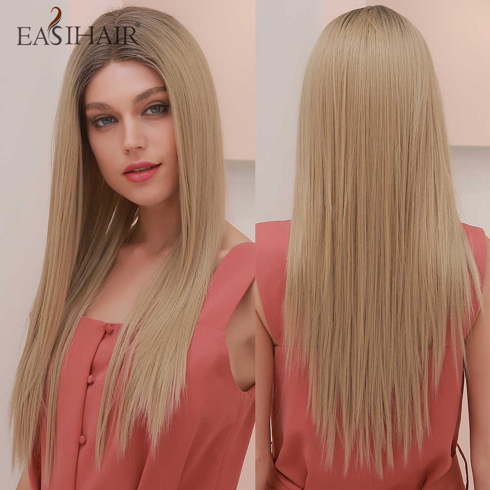 

Synthetic Wigs Easihair Long Straight Blonde Ombre Lace Front Wigs with Baby Hair for Women High Density Natural Heat Resistant 230227, Bl66027-2