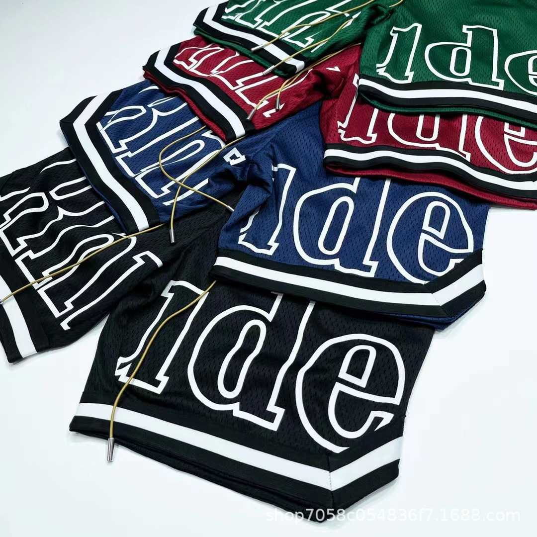 

designer Men' Pants RHUDE MESH LETTERS PRINTED SPORTS PANTS Men' and women' loose casual shorts, Black