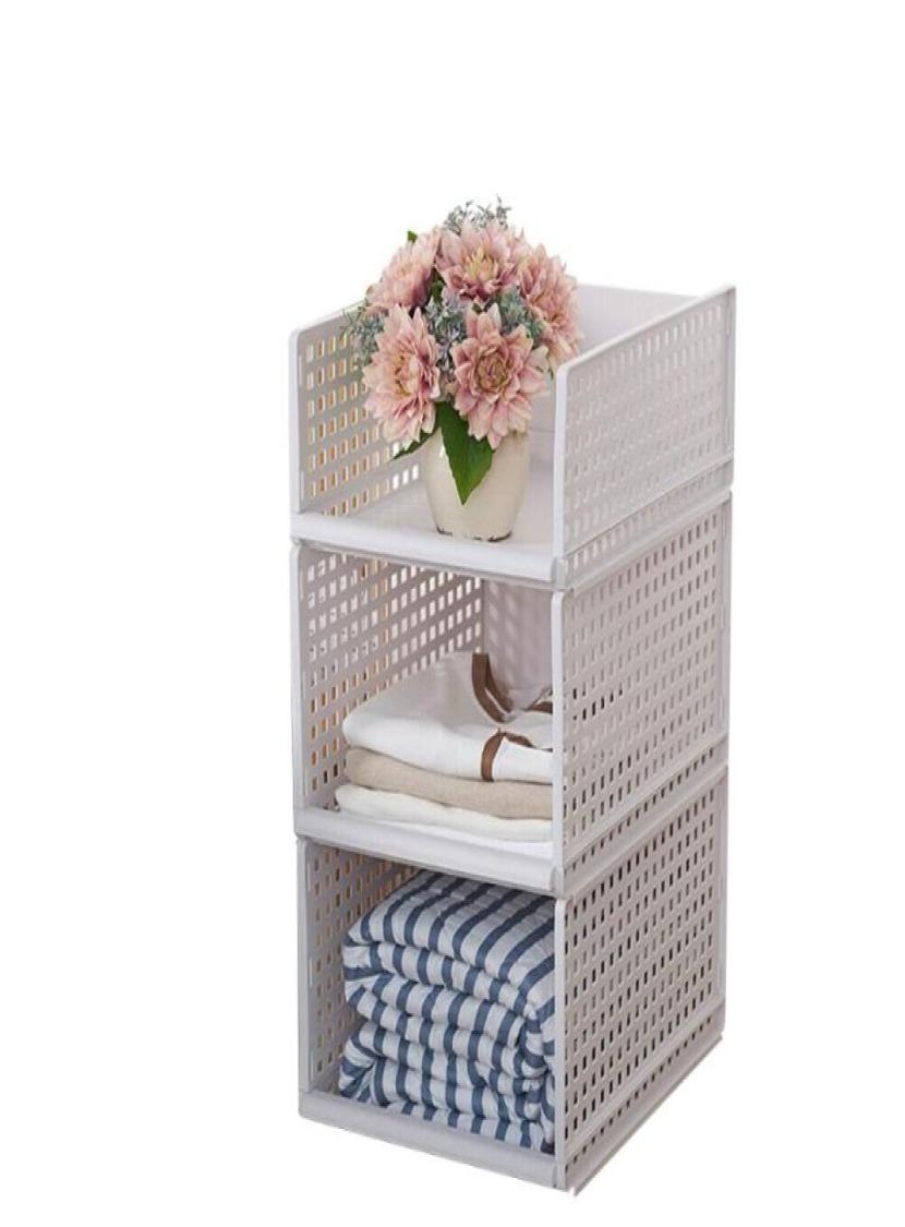 

Hooks Rails Home Storage Wardrobe Basket White Hollow Nordic Style Layered Detachable Stackable Shelf Drawer Rack1936319