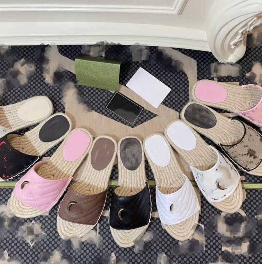 

Designer woman G buckle Ladies leather slippers Women Sandals Slide flip flops Platform Slipper Chunky heel fisherman straw Weave sole shoes summer beach flat Scuff, Megu5