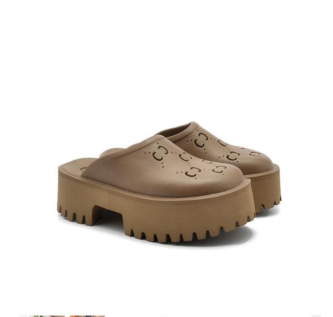 

2023 Women's platform perforated slippers sandal Summer Shoe Top designer womens slippers Candy colors Clear High Heel Height beach slippers, 02