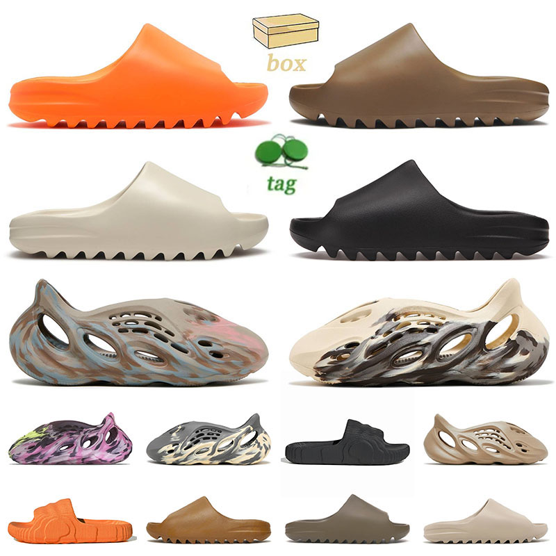 

mx mxt runners designer eva women flat slippers sandals enflame orange pure core soot bone desert sand onyx carbon ochre men women fashion slides with box, E12 yellow 36-46