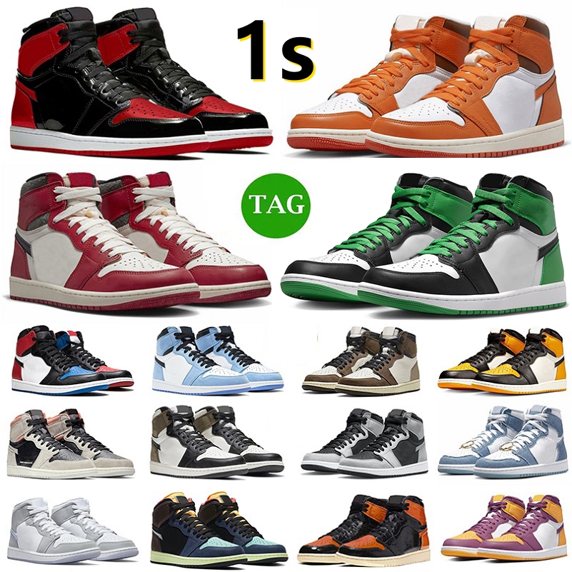 

1 1s Men Basketball Shoes Bred Patent Lucky Green Dark Mocha Lost Found StarFish True Blue Backboard 3.0 Silver toe Shadow Black Phantom women Trainers Sports Sneakers, Color#32