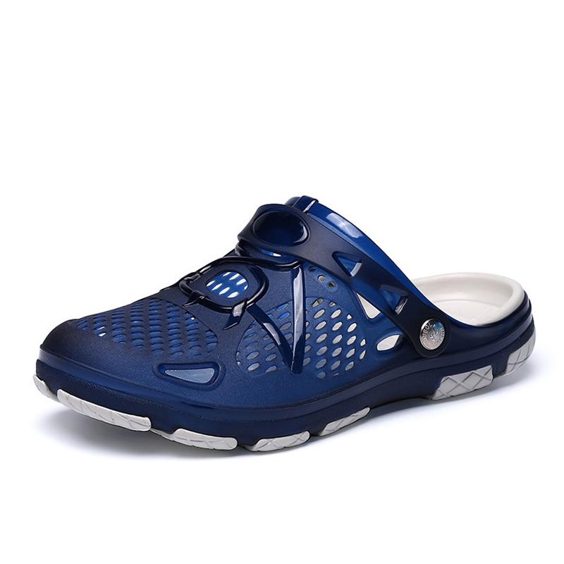 

High-end Men Summer Shoes Sandals Men's Holes Sandals Water Hollow Breathable Flip Flops Croc Shoes Fashion Beach Slippers, Blue