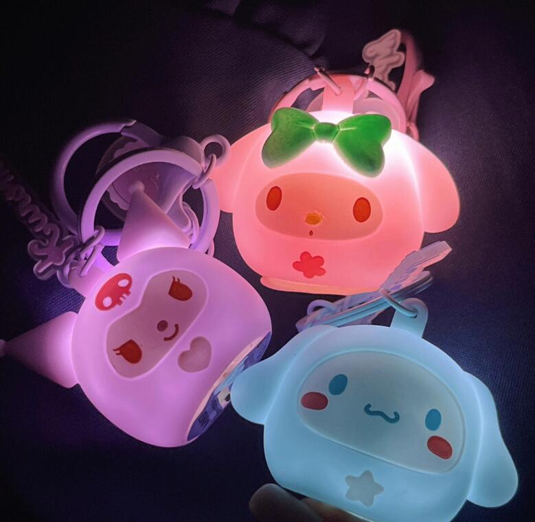 

Cartoon Lighting Kuromi Cinnamoroll Charms Jewelry KeyChain Backpack Key Ring Accessories Hanger