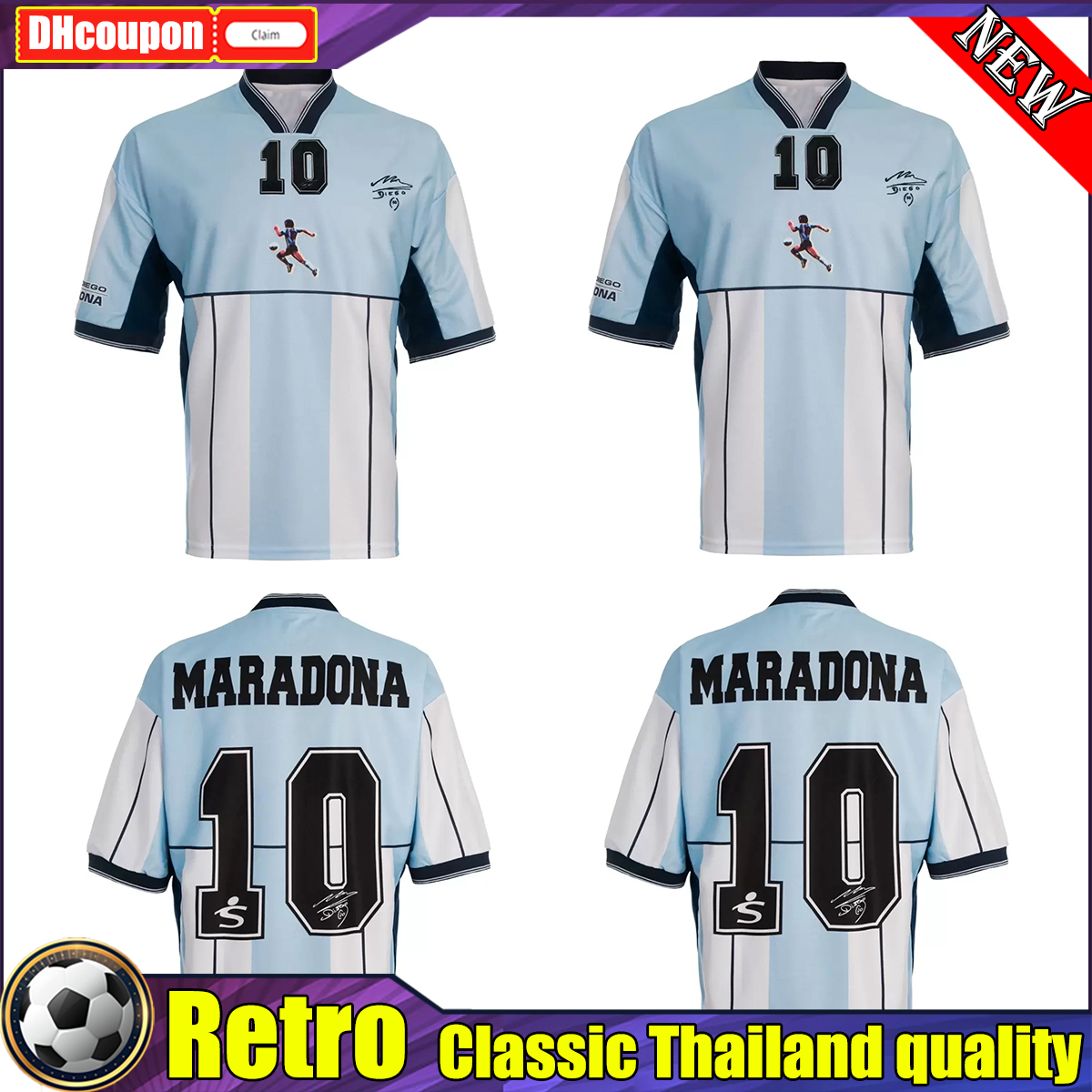 

Maradona 2001 Argentina retro Homage soccer jerseys Diego Armando Camiseta Partido Homenaje Diego Maradona Vintage classic football shirt top thai quality, 01