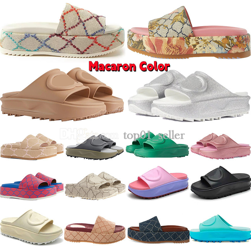 

Luxury Designer Thick Bottom Slippers Macaron Color Men Woman Flat Slides Pillow Comfort Soft Lady Sandals Bubble versatile gear-bottomed non-slip Rubber Sliders, 21