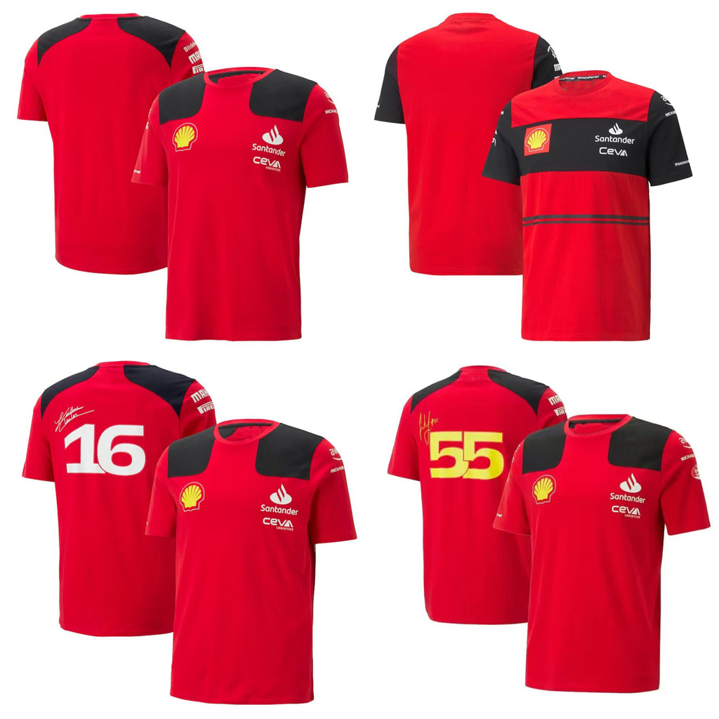 

Men's 2023 f1 team T-shirt polo suit four seasons Formula One red racing suit official custom