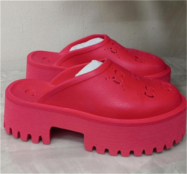 

Women's slippers platform perforated sandal Summer Shoe Top designer womens slippers Candy colors Clear beach slippers High Heel Height 5.5CM Size Eur35-42, # 10