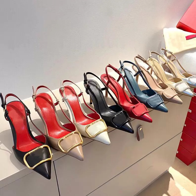 2023 marque sandales célèbre marque femmes bouche peu profonde Slingback talons hauts Sexy bout pointu Stiletto dîner chaussures de fête de maria