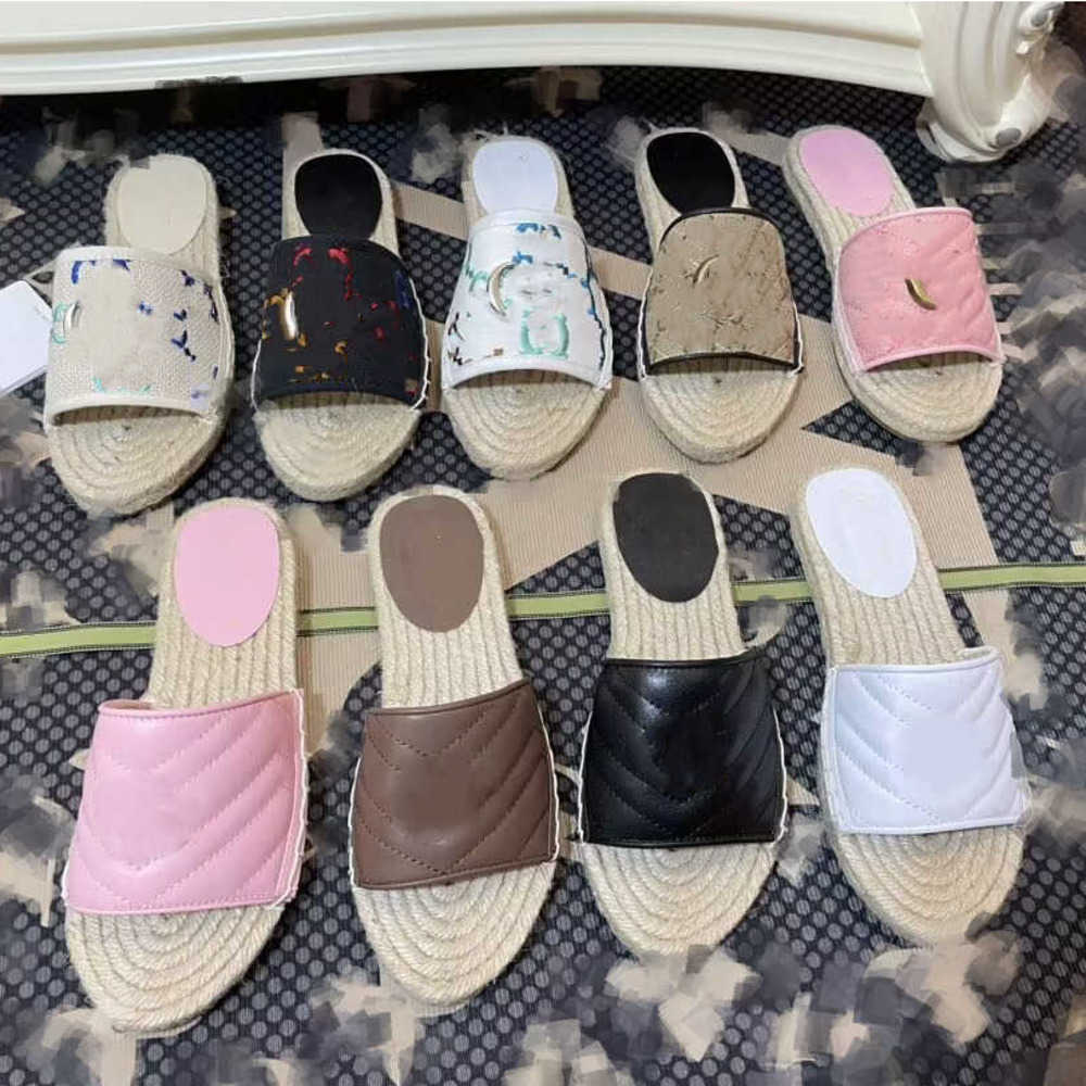 

2023 Summer Slippers Sandles Designer Womens Sandales Embroidery G metal buckle Canvas leather Fashion Straw Weave Fisherman Slides Flip flops shoes scuffs, Real pcs pls contact