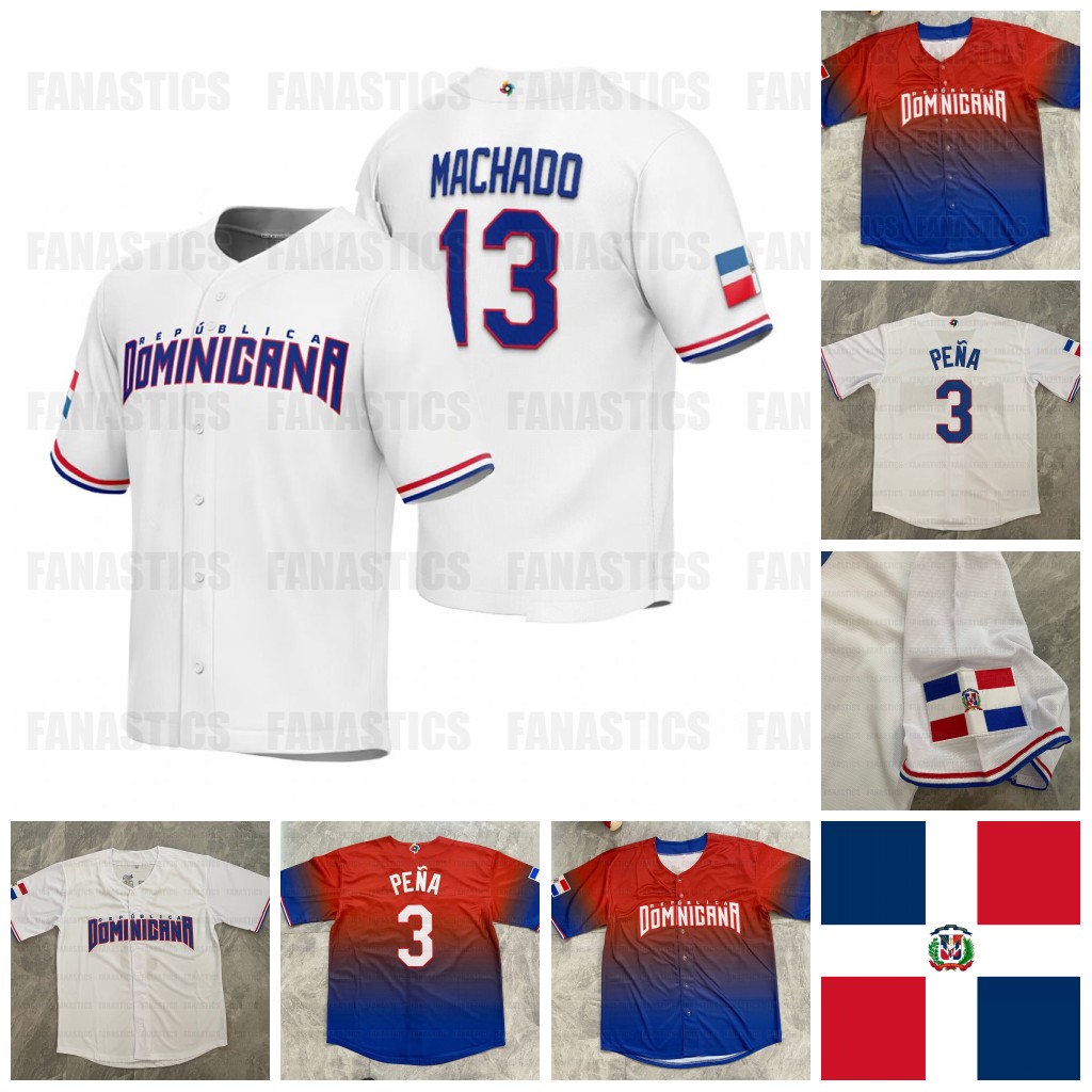 

Manny Machado Team Dominican Republic WBC Jerseys 2023 World Baseball Classic Julio Rodriguez Juan Soto Rafael Devers Willy Adames Wander Franco Jeremy Pena Javier, 2023 white womens s-2xl