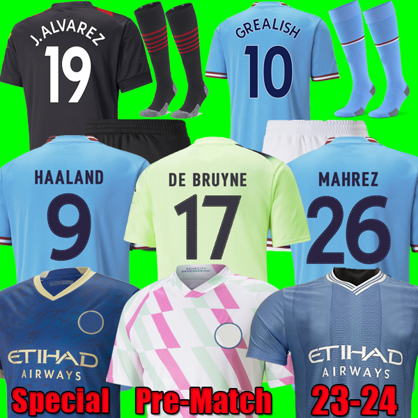 

22 23 24 HAALAND SOCCER JERSEYS GREALISH DE BRUYNE FODEN MANS CITIES MAHREZ PHILLIPS BERNARDO 2022 2023 2024 J. ALVAREZ STONES football tops shirt kids kit sets uniform, Home player