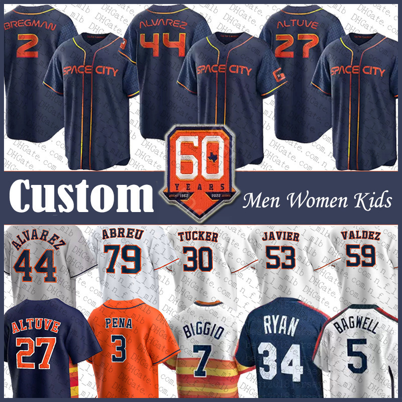 

44 Yordan Alvarez 2 Alex Bregman Baseball Jersey Custom Houston 27 Jose Altuve Abreu Kyle Tucker Framber Valdez Jeremy Pena Cristian Javier Astros Martin Maldonado, Shown