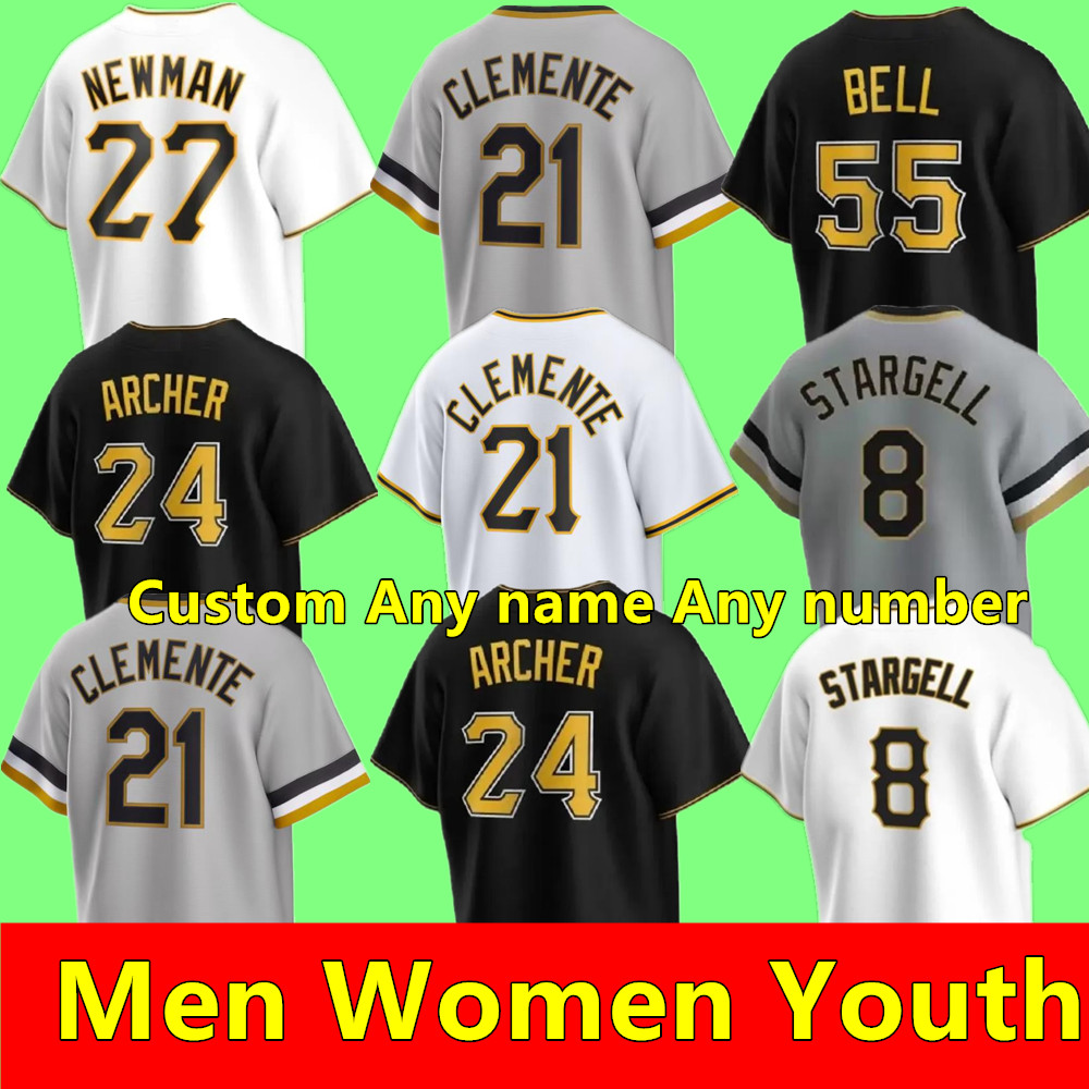

2023 S-4XL Custom 21 Roberto Clemente Jerseys 32 Henry Davis Starling Marte Francisco Cervelli Kent Tekulve JOSH BELL CHRIS Pirates ARCHER Gregory Polanco Baseball, As shown in illustration