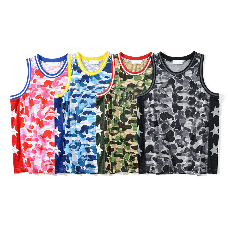 

Summer men's T-Shirts thin style sleeveless men's camo women's vest sweat-absorbing breathable quick drying sweatshirt street basketball clothes beach clothes, Purple