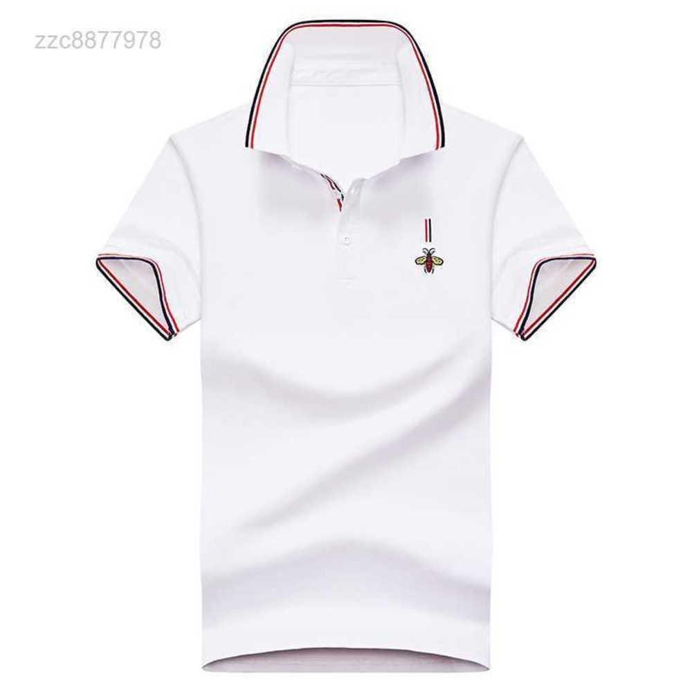 

Men's Polos Cotton Polos Shirt Men Solid Slim Fit Short Sleeve Patchwork Fashion Streetwear Male Polo, White