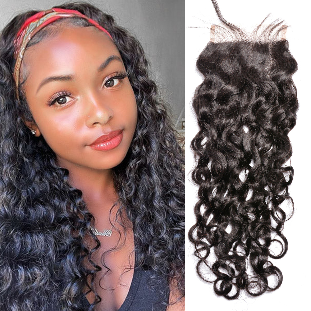 

SALE Water Wave Lace Closure 100% Indian Remy Hair Weave Big Curly Free Part 4x4 5x5 6x6 Top Lace Closure Hairpieces Natural Color Dyeable Greatremy Hair Goals