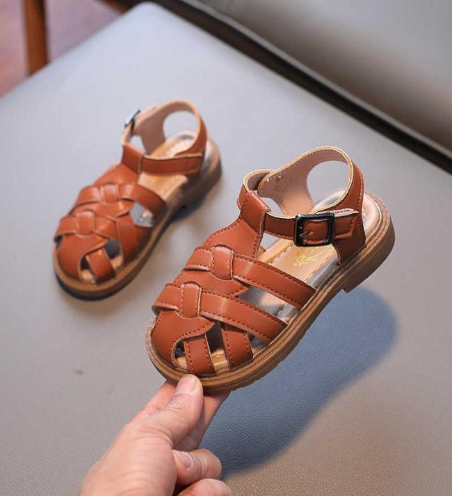 

Sandals Boys Roman Cross Strap Simple Korean Cute Covered Toes Sandals 2022 Kids Fashion Summer New PU Allmatch Casual Shoes for 4155104, White