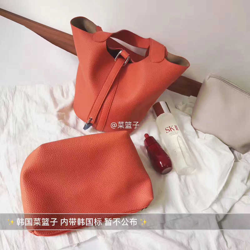 

H bag Designer Original Korean food basket bag women's 2023 new versatile hand fashion hand carrying child and mother color matching Bucket Bag Fashion, Gray-blue