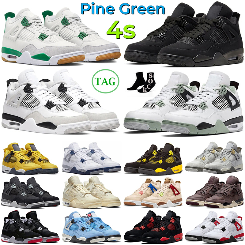 

Pine Green 4 Basketball Shoes Men Women Jumpman 4s Military Black Cat Midnight Navy White Cement Photon Dust Seafoam Shimmer Sail Mens Trainers Outdoor Sneakers, 10