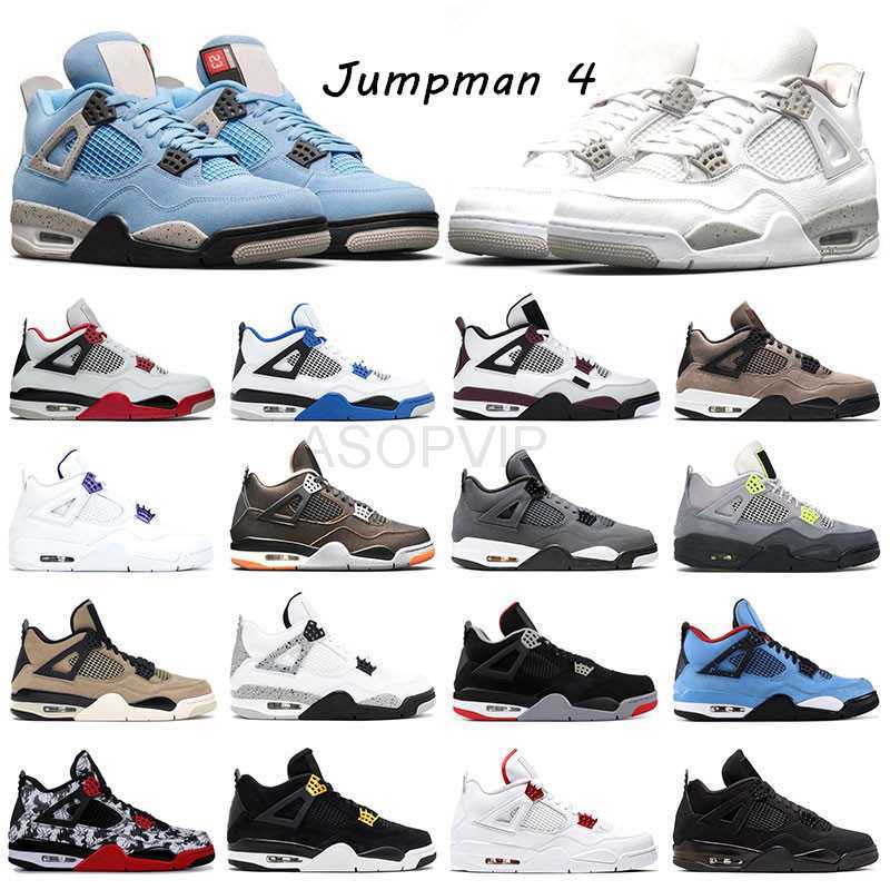 

designer shoes 2021 Mens trainers basketball shoes 4s jumpman 4 White Oreo University Blue Fire Red Black Cat Purple Metallic womens men sports sneaker sandals, 21 36-47