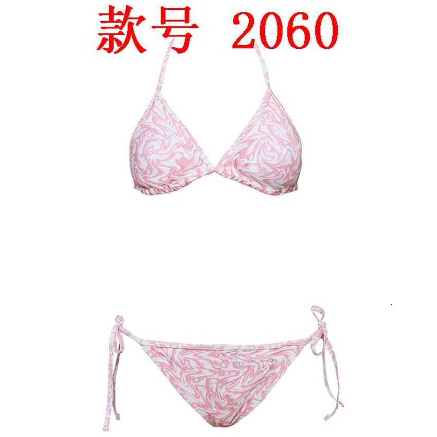 

2023 letter swimsuit triangle bag Lace Up Bikini split, Pink
