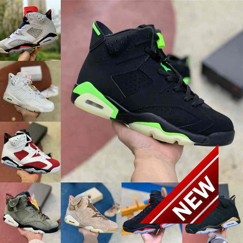 

High Quality Electric Green 6 6s Mens Basketball Shoes Gold Hoops Flint Washed Denim Carmine Dmp Black Infrared Jordn British Khak290V