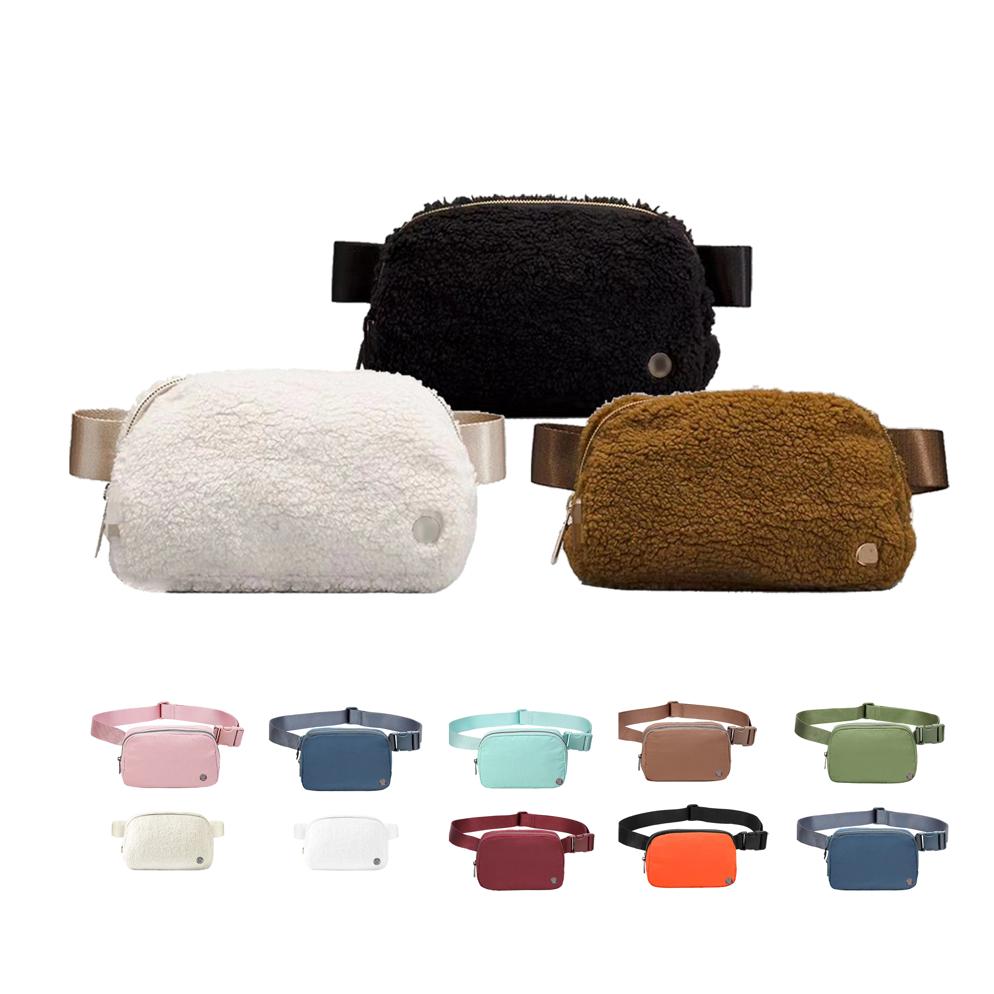 

yoga lululmens Nylon Waist fleece everywhere womens mens CrossBody Bag lulu bumbag Luxury Designer handbag fanny pack Shoulder mini belt bum cross Body clutch bags, Teedy-grey