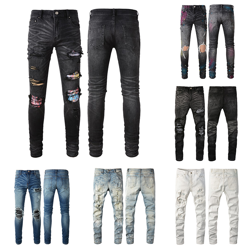 

Mens Designer Mens Jeans paige amirs Fashion Skinny Straight Slim Non-elastic ripped jeans Design pants Knee tear Mens tight size 28-40 Long style 2023 summer 002, 11