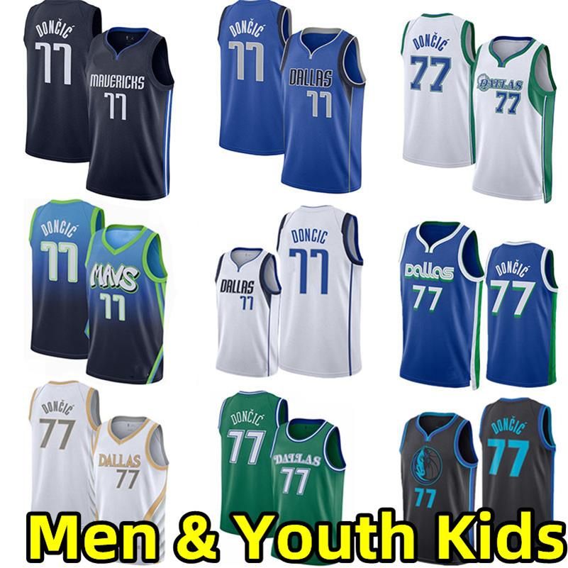 

Men Kids Youth Luka 77 DDoncic Basketball Jerseys DAL Maverick city Jersey edition Sleeveless vest wear, Colour 2
