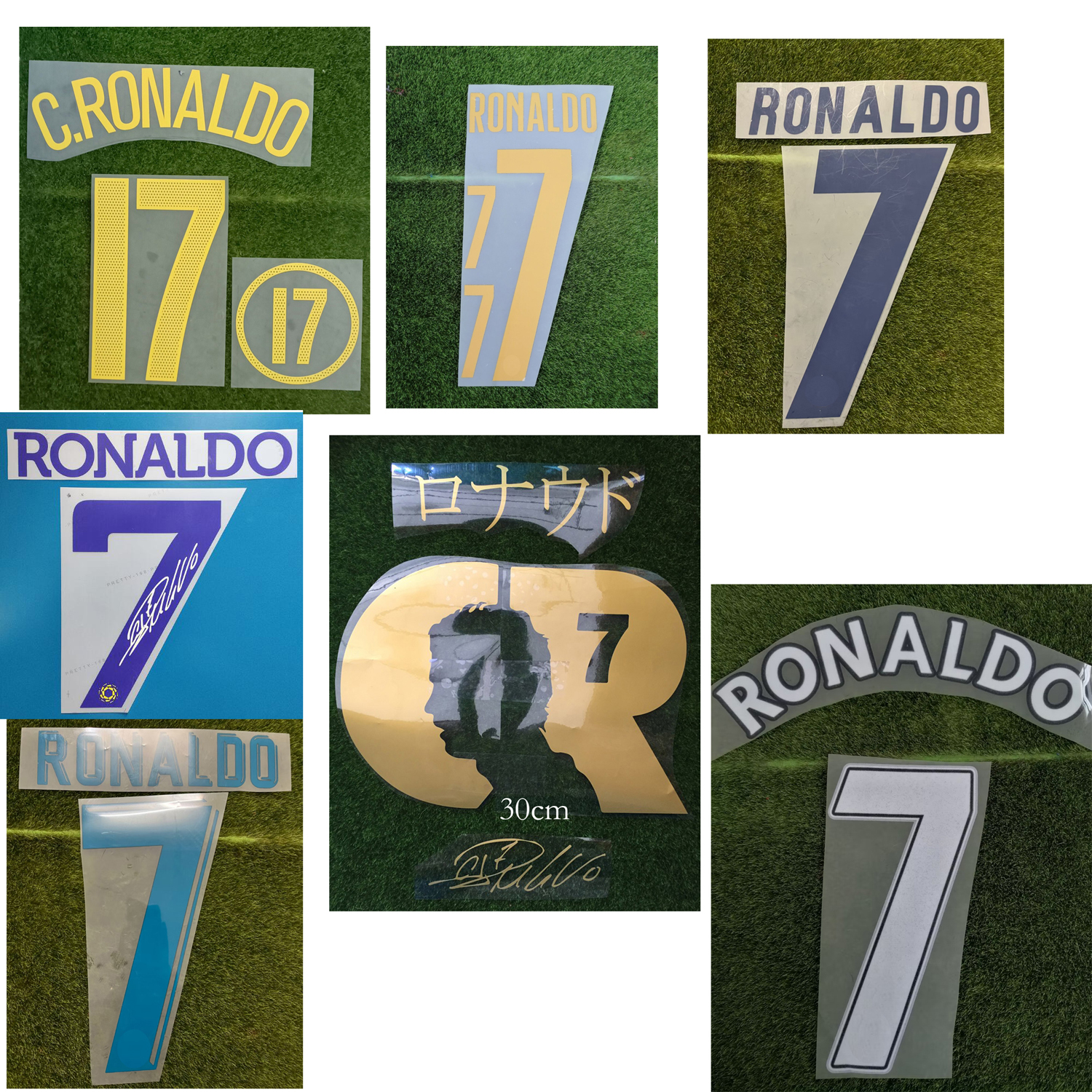 

Collectable Retro Superstar Cristiano #7 Nameset Name Number Customize Printing Iron on Transfer Badge Heat Transfer Iron ON Soccer Badge